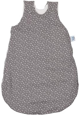pic Bear Premium Babyschlafsack aus Jersey-Baumwolle – Atmungsaktiv, Mitwachsend und für Ganzjahres-Nutzung mit verstellbaren Größen (little stars grey, 50/56)