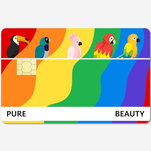 CREATCABIN Vogel-Karten-Skin-Aufkleber,Debit-Kreditkarten-Skins,Personalisierende Bankkarten-Schutzaufkleber,Abnehmbar,Wasserfest,Keine Blasen Für EBT-Transport,Schlüsselkarte,Papagei,186.3x137.3mm