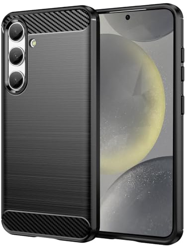 CoolGadget Carbon Hülle für Samsung Galaxy S24 Plus Stoßfest Schwarz | Handyhülle im gebürsteten Carbon Design, flexibles TPU, rutschfest, kratzfest, dünn