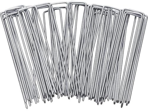 RETELANDIA - Chiodi a U Zincati, Antiruggine, per Ancoraggio Telo Pacciamatura, Prato Sintetico - h 15 cm - Confezione da 50 pz