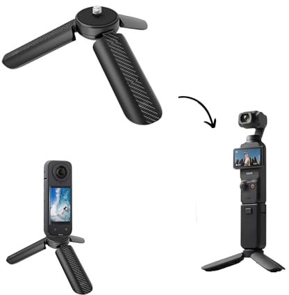GetZget® Mini treppiede da tavolo stabilizzatore compatibile con DJI OSMO Pocket 3/Pocket 2, DJI Action 4/3, Insta360 X3/X4, accessori per fotocamera GoPro