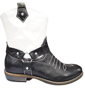 MAROS Shoes,Stivale Estivo Bambina E Ragazza TEXANO Panda,Bianco Nero.Numeri dal 28AL41 Made in Italy (Bianco - Nero Panda, Sistema Taglie Calzature EU, Adolescente, Donna, Numero, Media, 35)