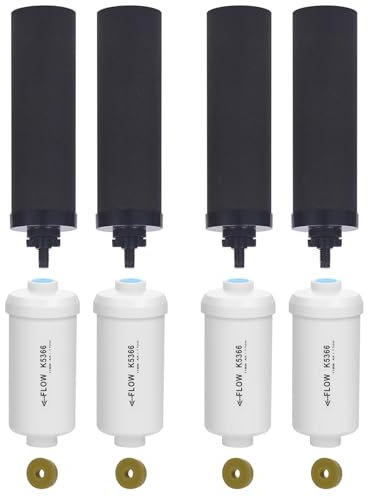FACHIOO Filtre à eau de rechange pour filtre à eau Berkey, pour filtres à fluorure et filtres noirs – Comprend 4 filtres noirs et 4 filtres au fluor, compatible avec le système de filtre à