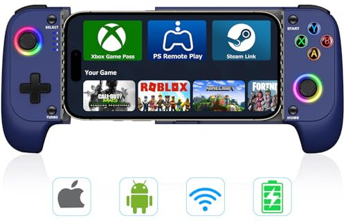 Gamtoure 【Anti-Drift & Case Friendly】 Controller di gioco veloce per iPhone/Android | Joystick aggiornati con illuminazione | Ideale per giochi cloud, PUBG, Roblox, Call of Duty Mobile Gamers