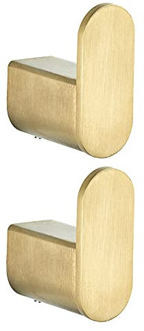 Towel Hooks Gold Brushed 2 Packs Brass Command Hooks Wall Mounted for Bathroom Kitchen Toilet SUS 304 Stainless Steel Bath Coat Hooks