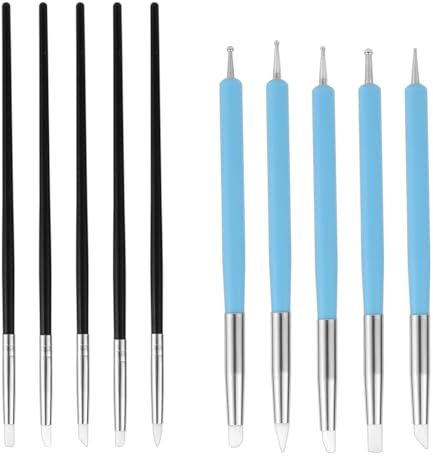 Clay Sculpting Tools Set, 10pcs Silicone Sculpting Tools Paint Brush Clay Sculpting Modeling Dotting Tool Set for Nail Pottery Clay Making DIY Handicraft Art Supplies(Blue, Black)