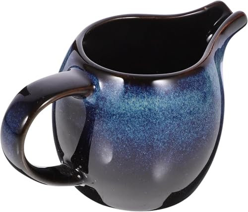 RuanHongYi Ceramic Milk Jug, Small Jugs, Ceramic Serving Jugs, Syrup Server, Gravy Jug, Blue