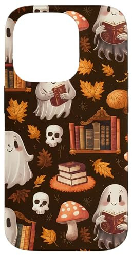 Cute And Spooky Bookish Ghosts Skulls Mushroom Fall Case for iPhone 14 Pro