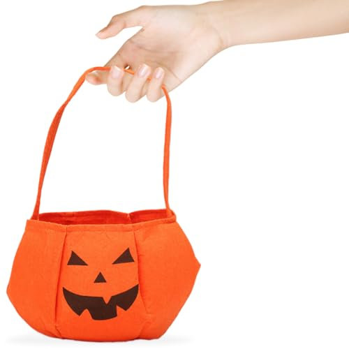 1 Stück Kürbis Tasche Halloween,Halloween Kürbis Eimer,Halloween Korb für Süßigkeiten,Trick or Treat Bag,Halloween Kürbis Candy Bag,Halloween Süßigkeiten Tasche Kinder,Halloween Sammeltasche