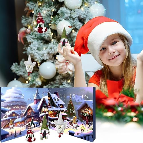 WTZWYFWJ Weihnachtszwerg Adventskalender 2024,31 Stück Weihnachts Gnome Dekor Countdown Kalender,Weihnachts Plüschtier Countdown Kalender,31 Tage Countdown bis Weihnachten