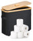 BS-VOG Rangement Papier Toilette, Panier pour 12 Rouleaux avec Couvercle, Boîte en Bois avec Pieds Surélevés pour Organisation de Salle de Bain, Noir