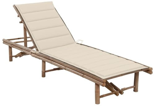 Sufrk Garten-Sonnenliege mit Auflage Bambus Feldbett Ultraleicht GäStebett Klappbar Liegen - 3061634