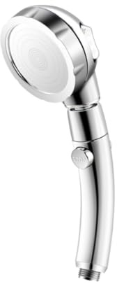 Duschkopf Verstellbar 3 Stufen mit Wasserstopp, Druckverstärkung für Bad | Edelstahl und ABS, Silber, Hochdruck und Wassersparend, als Handbrause für Badezimmerduschen Geeignet
