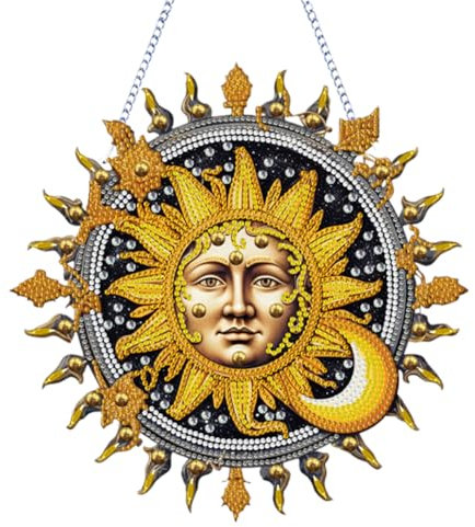 JUCHRZEY Sonderform DIY Diamantmalerei Ornamente Acryl Diamantmalerei Hängeschild Sterne Mond Diamantmalerei Heimdekoration Kristallmalerei Ornament for Anfänger Erwachsene und Kinder Kunsth
