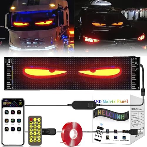 SQMGFA Ojos LED para camión y coche, ojos de diablo, gran pantalla LED flexible programable, multicolor, control de smartphone, impermeable