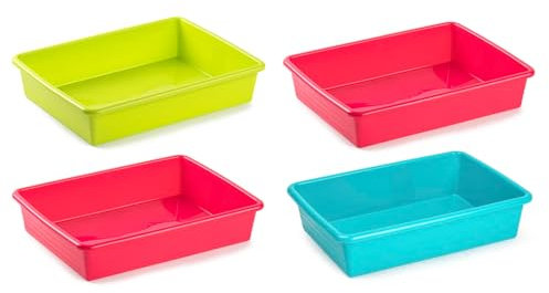 AC - Pack de 4 Bandejas Frigorificas - Capaciadad de 1,65 L - Fabricado en Plástico - Apto para Microondas y Congelador - 6 x 26 x 19 cm - Color Aleatorio