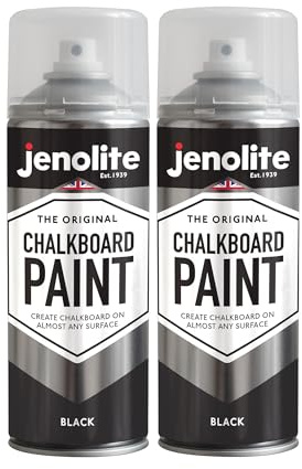 JENOLITE Chalkboard Spray Paint | BLACK | 2x400ml | Black Chalkboard Paint | Ideal for Creating Writing Surfaces, Easy Application for Home or Office Blackboard Projects