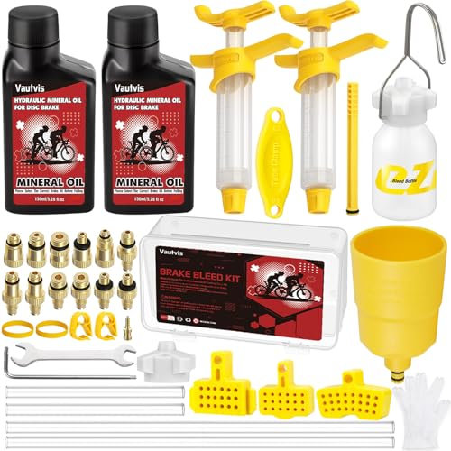 Vautvis Bremsen Entlüftungsset Für Shimano, Magura, Tektro, Hydraulische Entlüftungskit Für Shimano Scheibenbremsen, Fahrrad Bremsen Entlüftungskit, Inklusive 150 ML Mineralbremse Flüssigkeit