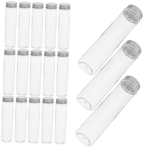 BESTYASH Durchsichtige Pet Kunststoff Testfläschchen 20 Stück mit Flachem Boden 110ml Fassungsvermögen für Geschenkverpackungen und Wissenschaftliche Experimente