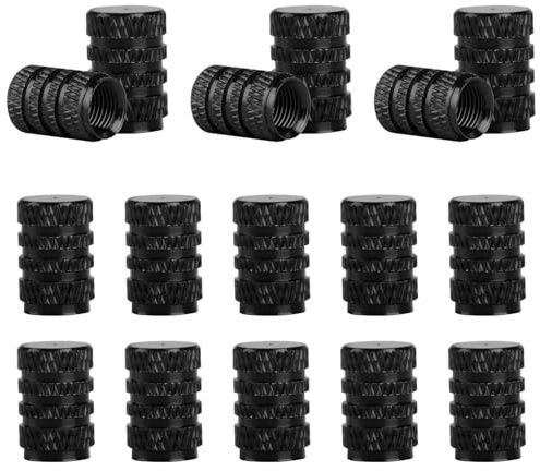 Ventilkappen Autoventil Kappe, 16 Stück Alu Ventildeckel, Metall Reifenventilkappen Motorrad, Ventilkappen für Autoreifen Fahrrad PKW SUV Reifenventil-Kappen(Schwarz)