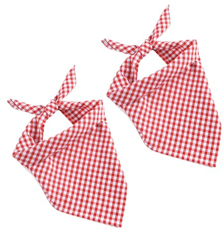RUGBOL, 2-tlg. Kopftuch-Set, Accessoires für Damen und Herren, traditionelles kariertes Design, 50×50cm Baumwoll-Bandana für Festivals und den Alltag (Rot)