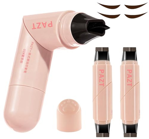 2x Doppelkopf Eyeliner Stempel Wing Tip Pen,Drehbarer Eyeliner Wasserfest Braun,Smudge Resistantm,Natürlich, Anhaltend, Schnell Trocknend,für Partys, Reisen, Workdays, Weddings