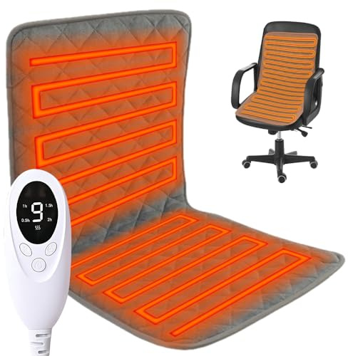 Sitzkissen Beheizbar, CJBIN 45 * 90 cm Beheizbares Sitzkissen, Beheiztes Sitz-kissen, Be-heizbare Sitzauflage mit 9 Temperaturstufen und 4 Zeiteinstellungen, Sitzheizung für Büro/Camping/Stadion/Angel