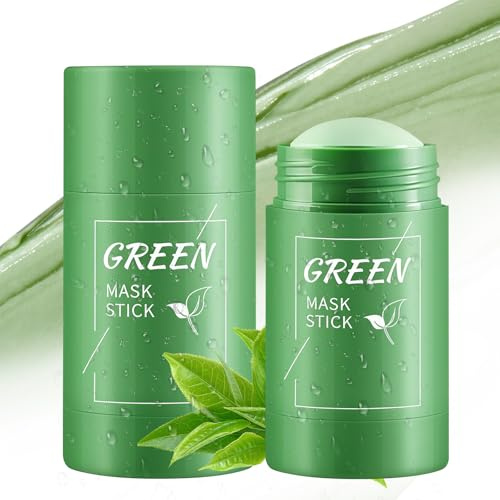 2 Stück Green Tea Mask Stick -Green Mask Clay Stick für Tiefenreinigung und Porenverfeinerung,Mitesser Entferner, Feuchtigkeitsspendend für Alle Hauttypen