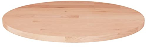Vorpalize Runde Tischplatte Ø50x1,5 cm Unbehandeltes Massivholz Eiche, Robuste Holzplatte für Couchtisch, Beistelltisch, Bartisch, DIY Möbelbau