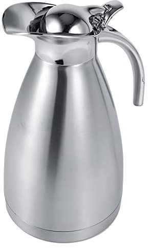 Cafetera De Vacío De Acero Inoxidable De Doble Vaso De Pared Aislados Thermos Jarro De Agua Caliente Botella Dispensador De Bebidas Con Botón De Prensa 1.5L / 2L (1.5L, Plata)