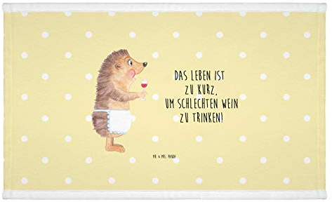 Mr. & Mrs. Panda 50 x 100 Handtuch Igel Wein - Geschenk, Weißwein, Gute Laune, Wein Trinken, lustige Sprüche, Badehandtuch, Baby, Geschenk