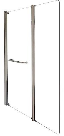 ONDÉE, Pare-Baignoire Sandra 2V, Transparent avec Porte Serviette, 120x140cm, Epaisseur 4mm, Installation réversible, Profilé Ajustable chromé (+-5/+10mm), Pivots en Zinc, Verre trempé