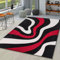 TT Home Wohnzimmer Teppich Moderner Kurzflor 3D Optik Geometrisches Wellen Design, Farbe: rot, Größe:60x110 cm