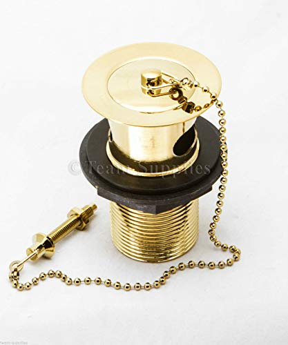 Gold Basin Waste Metal Plug Chain Stay Slotted 1 1/4 Bathroom Brass Body
