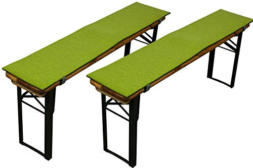 Sensalux Bierbankauflagen, 2er Set, Klettverschluss, Polster für Bierzeltgarnitur, Auflage Grau - Apfelgrün 120cm x 25cm