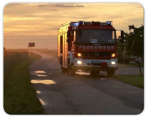 Addies Mousepad 'Feuerwehr' schönes Mauspad Motiv in feiner Cellophan Geschenk-Verpackung mit Kautschuk Untermaterial, 24x19cm - MP09