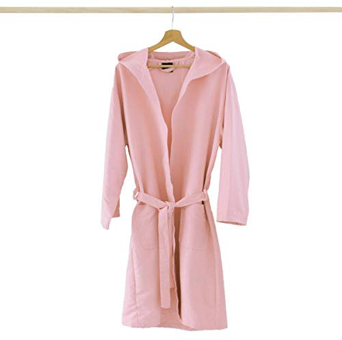 Accappatoio Adulto Microfibra con Cappuccio + Borsa Uomo Donna, Colori Vari V851 XL Rosa