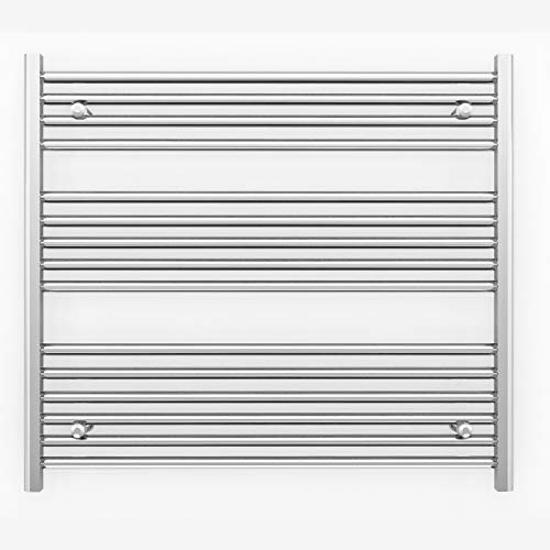800mm Wide Flat Chrome Heated Towel Rail Radiator Designer Bathroom Radiator For Central Heating Designer (Elissa 800 / 800mm High)
