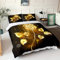 Bettwäsche 3 Teilig, Treer 3D Bedding Bedrucktes Mikrofaser mit Reißverschluss Bettbezug und Kopfkissenbezüge Bequem Weich Haltbar Bettwäsche-Set (Goldene Rose,135x200cm)