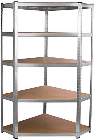 Monster Racking Etagère d’Angle Rayonnage de Garage Galwix de 90cm x 30cm x 180cm, Unité de Stockage à 5 Tablettes en MDF & Structure en Acier Galvanisé