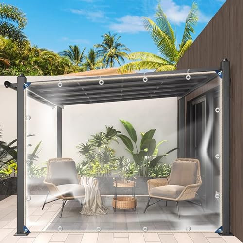 HIYOUGO Wasserdicht Plane Transparent Mit ösen, 2.4x4m Regenschutz Abdeckplane, Klar Abdeckung für Pavillons, Pavillon, Balkon, Gärten, Pflanzendach, Gewächshaus Pet Hutch Dach