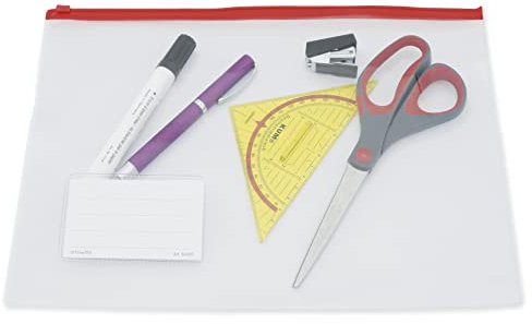TimeTEX Set Utensilien-Taschen A4 mit Zippverschluss - transparent - 5-TLG. - 64320