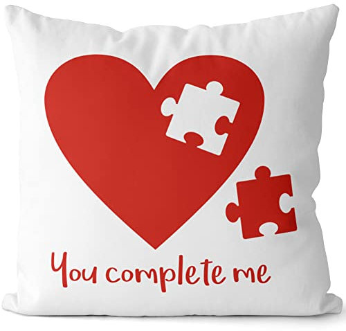 JUNIWORDS Kissen, You Complete me, Weiß-Schwarz, 2-farbig (1003648)