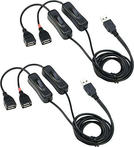 RIITOP USB-Switch-Kabel Splitter 1 auf 2 mit EIN/AUS-Taste 1M, USB-Verlängerungskabel Stecker auf Buchse, Eine unterstützt Data Sync und Power, Eine andere nur unterstützende Macht