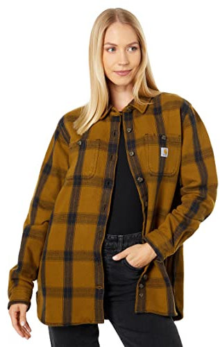Carhartt Chemise à carreaux ample en sergé à manches longues pour homme, Marron, Taille XS