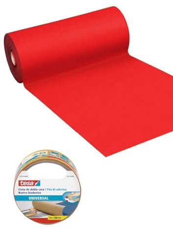 PINTO FERRAMENTA Tappeto Natale Natalizio Red Carpet Rosso Passatoia per Matrimonio Corridoio, Biadesivo in Omaggio per Esterno ed Interno sotto Albero allestimenti feste (H1X10 MT)