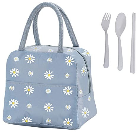 Daisy 1 Piece Portable Lunch Warmer - Insulated Lunch Bag with 1 Set of Forks/Spoons/Chopsticks, Leak Proof, Perfect for Camping, Travel, Work