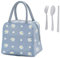 1 bolsa de almuerzo portátil, con 1 juego de tenedores/cucharas/palillos, bolsa de almuerzo a prueba de fugas, bolsa de picnic de margaritas, calentador de almuerzo portátil, para camping, trabajo