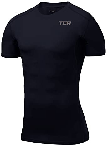 TCA Men's HyperFusion Compression Base Layer Top Short Sleeve Under Shirt - Navy Blazer, XXL