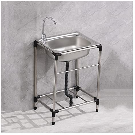 GOCHUSX Évier En Acier Inoxydable Autonome, Lavabo Commercial Et Domestique, Réservoir D'eau Des Services Publics, Lavabo Multifonction Pour Lave - Linge/Jardin/Garage(37x32cm)